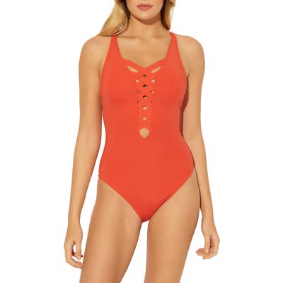 Bleu By Rod Beattie Basket Weave One-Piece Swimsuit
