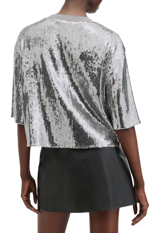 Shop Allsaints Julea Sequin T-shirt In Silver