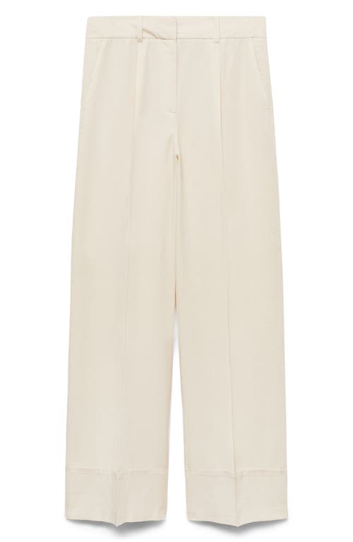 Shop Mango Pleat Front Lyocell Wide Leg Pants In Ecru