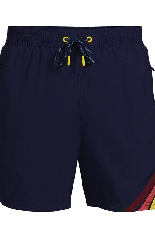 Shop Lands' End 7" Volley Swim Trunks In Deep Sea Navy Colorblock