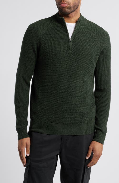 Rails Stark Half Zip Merino Wool Sweater in Olive Melange 