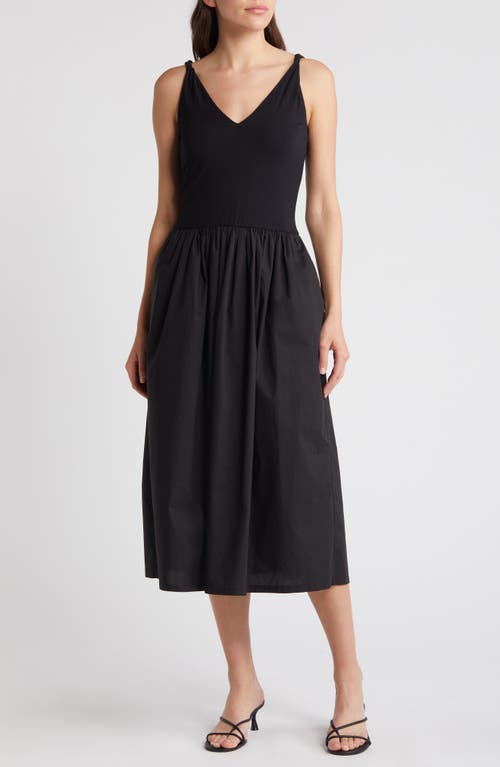 Shop Rails Franca Mixed Media Sleeveless Midi Dress In Black