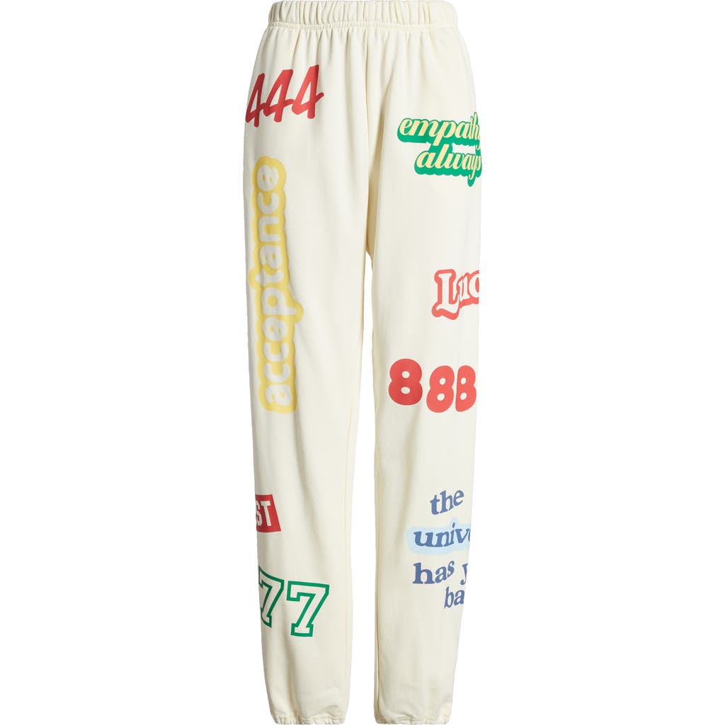 The Mayfair Group Affirmations Cotton Blend Sweatpants In Cream