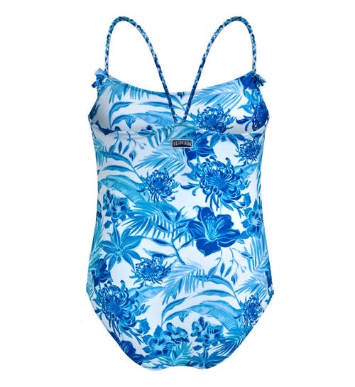 Vilebrequin Floral-print Braided-strap Swimsuit In Blanc