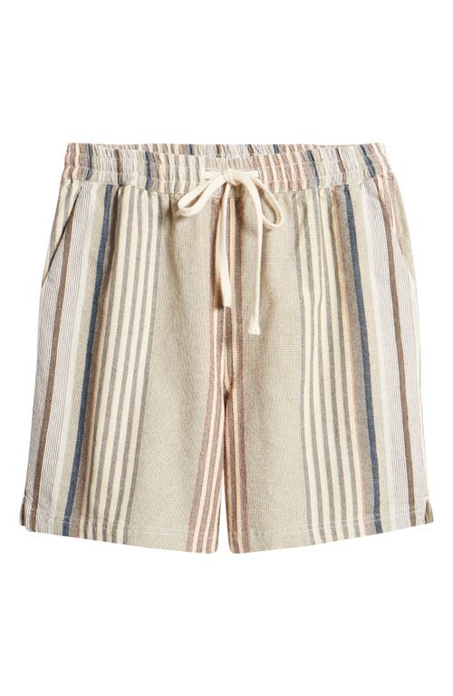 Stripe Drawstring Waist Cotton Shorts in Sand