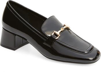 burberry link detail patent leather loafers