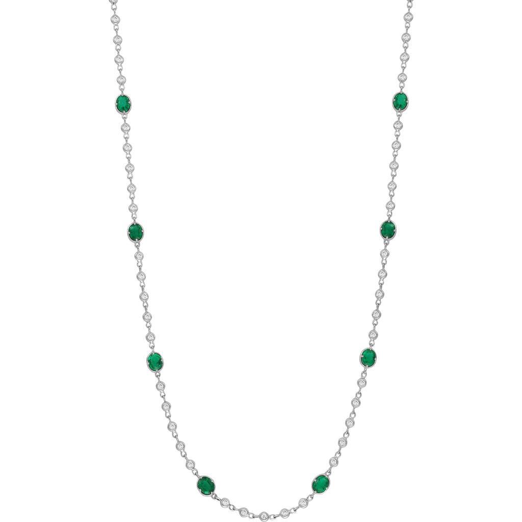 Bony Levy El Mar Emerald & Diamond Station Necklace In 18k White Gold