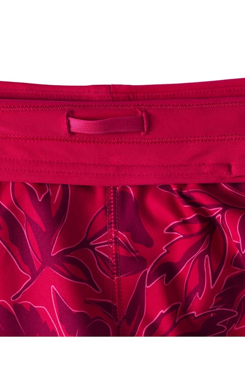 Shop Lands' End 5" Quick Dry Elastic Waist Board Shorts Swim Cover-up Shorts With Panty In Scarlet Abstract Leaf