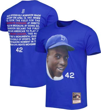 Mitchell & Ness Men's Mitchell & Ness Jackie Robinson Royal Brooklyn  Dodgers Cooperstown Collection Legend Portrait T-Shirt