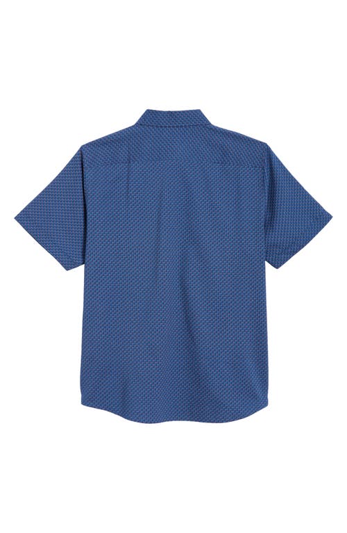 Shop Cutter & Buck Windward Jigsaw Short Sleeve Button-up Shirt In Indigo/mars