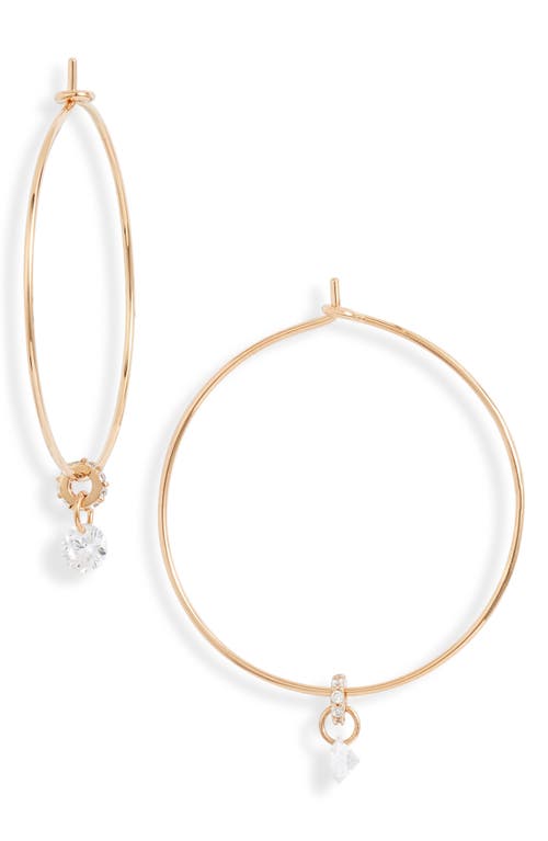 Nordstrom Floating Cubic Zirconia Hoop Earrings in Clear- Gold at Nordstrom