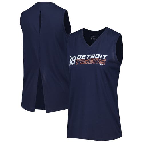 Women's Levelwear Navy Detroit Tigers Paisley Chase V-Neck Tank Top