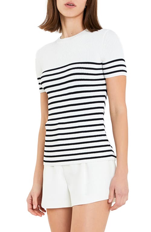 Shop English Factory Stripe Rib Sweater In White/black