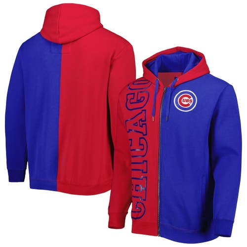 Men's Mitchell & Ness Red/Royal Chicago Cubs Fleece Full-Zip Hoodie