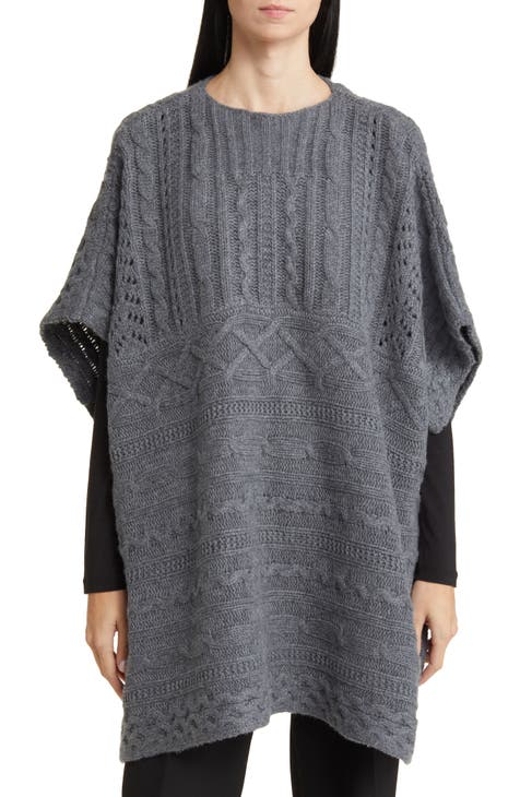 Luxe Cable Wool & Cashmere Poncho