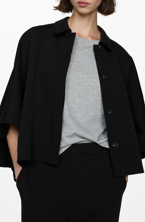 Mango Button Front Cape Jacket In Black