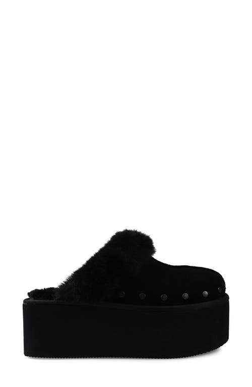 Candies Candie's Sutton Faux Fur Platform Clog In Black Suede