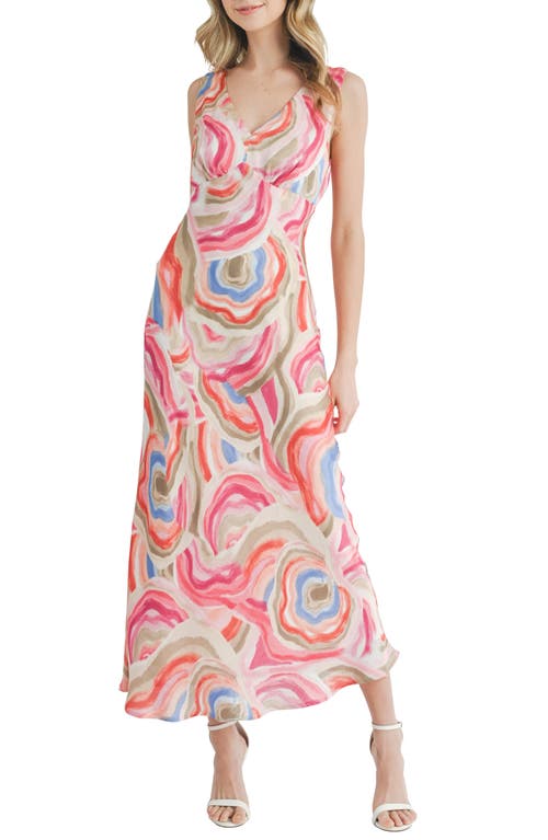 Abstract Floral Maxi Dress in Red