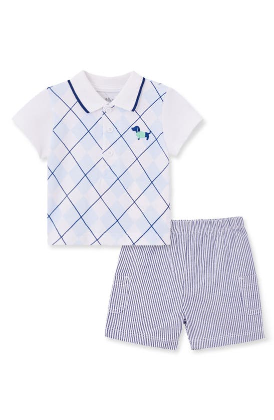 LITTLE ME ARGYLE COTTON POLO & SHORTS SET