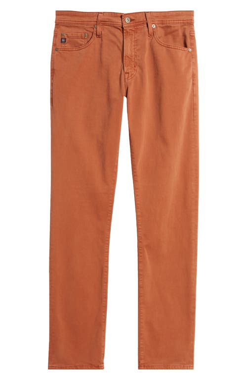 Shop Ag Everett Sueded Stretch Sateen Slim Straight Leg Pants In Sulfur Warm Cinnamon