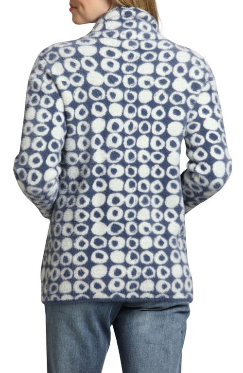 Apny Abstract Dot Cozy Cardigan In Blue/white