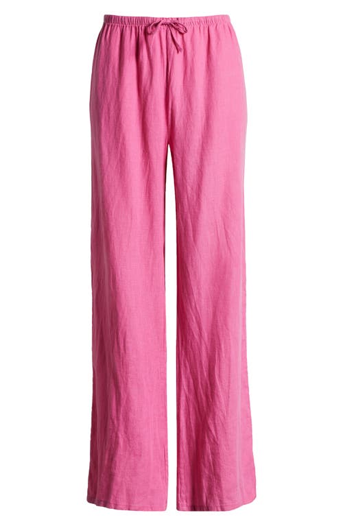 Shop Desmond & Dempsey Linen Flare Pajama Pants In Cerise