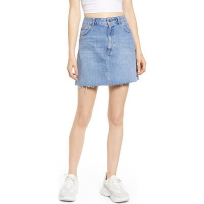 Topshop Frayed Hem Miniskirt, US (fits like 0) - Blue