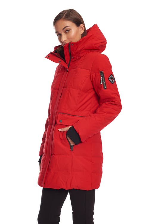 Alpine North Kootney Women's Vegan Down (recycled) Mid-length Parka In Crimson