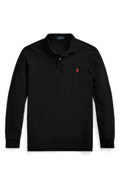 Shop Polo Ralph Lauren Cotton Piqué Long Sleeve Polo In Polo Black