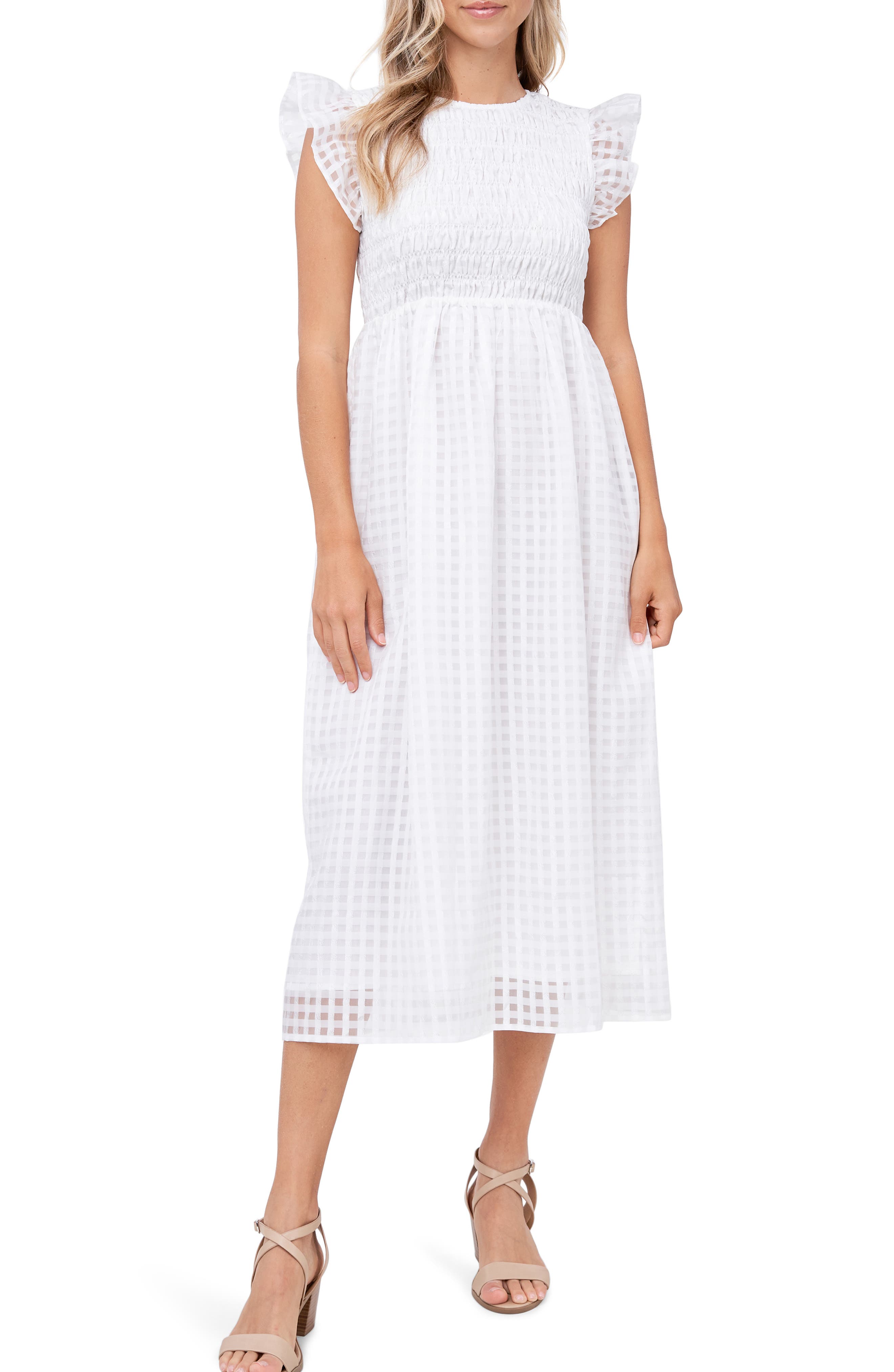 Women's En Saison Organza Gingham Midi Dress | Smart Closet