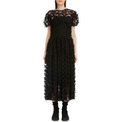 Cecilie Bahnsen Tia Floral Tulle Midi Dress, US / 8 UK - Black