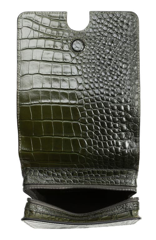 Shop Ashya Mini Croc Embossed Leather Slingback Bag In Okro Croc