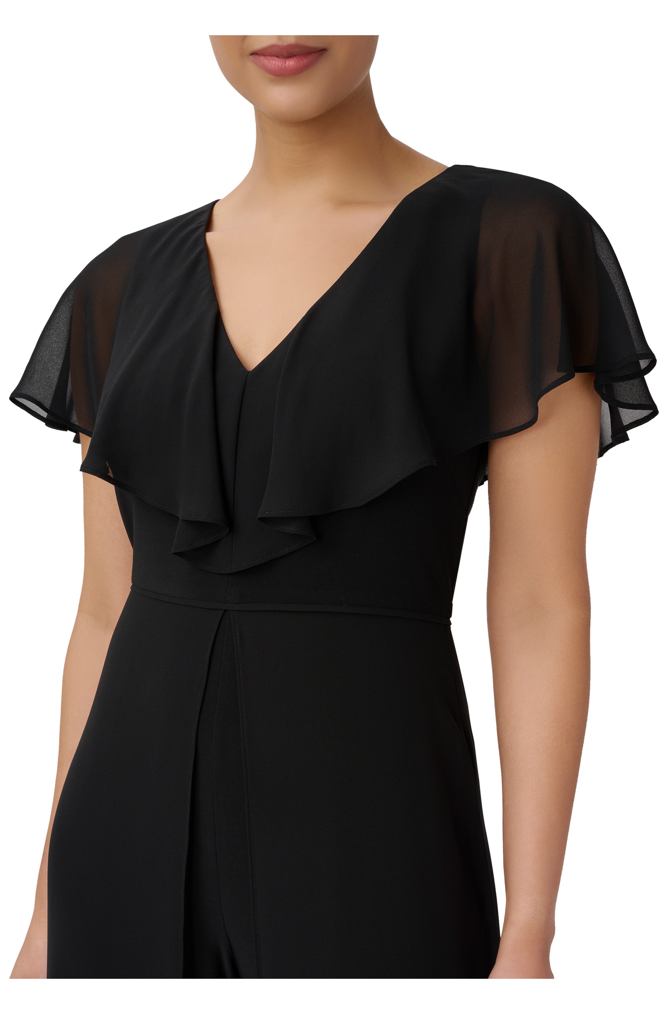 Adrianna Papell Ruffle Chiffon & Jersey Jumpsuit | Nordstrom