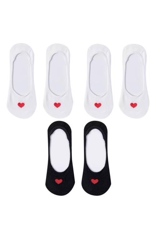 Assorted 3-Pack Secret Heart No Show Socks in Black White