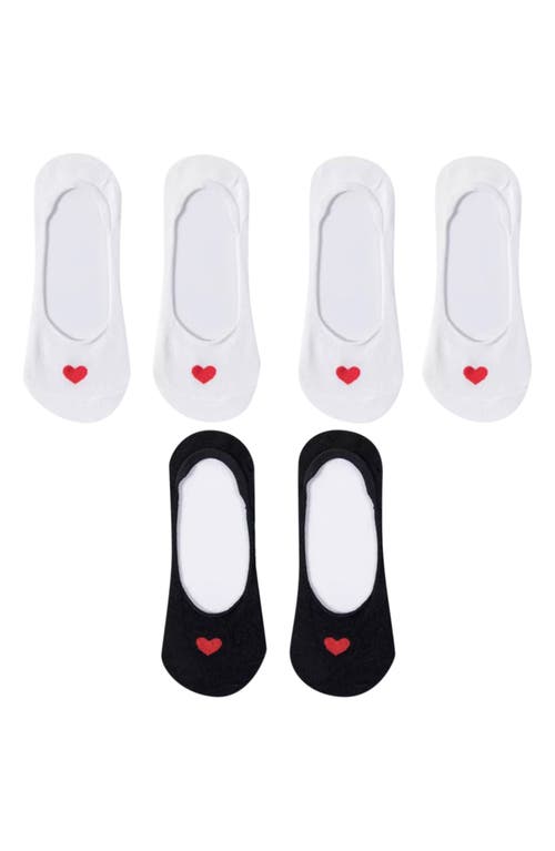 High Heel Jungle Assorted 3-pack Secret Heart No Show Socks In Black White