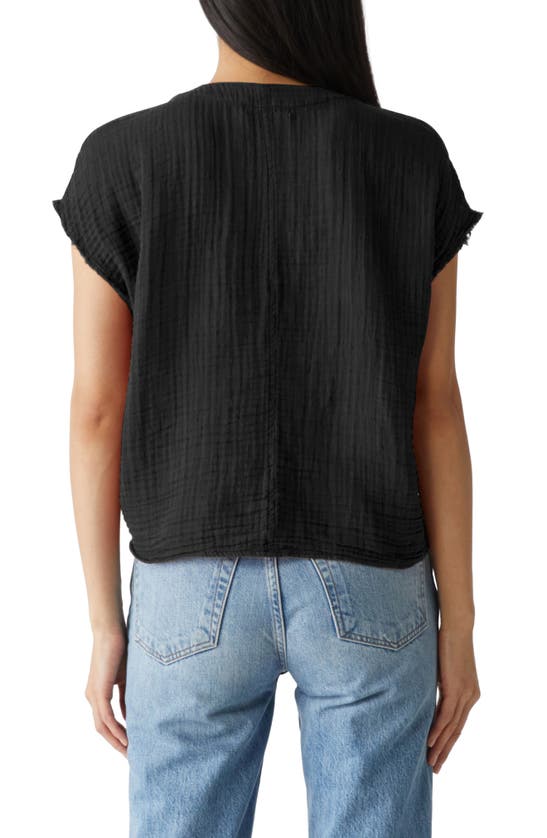 Michael Stars Evie Gauze Faux Wrap Top In Black