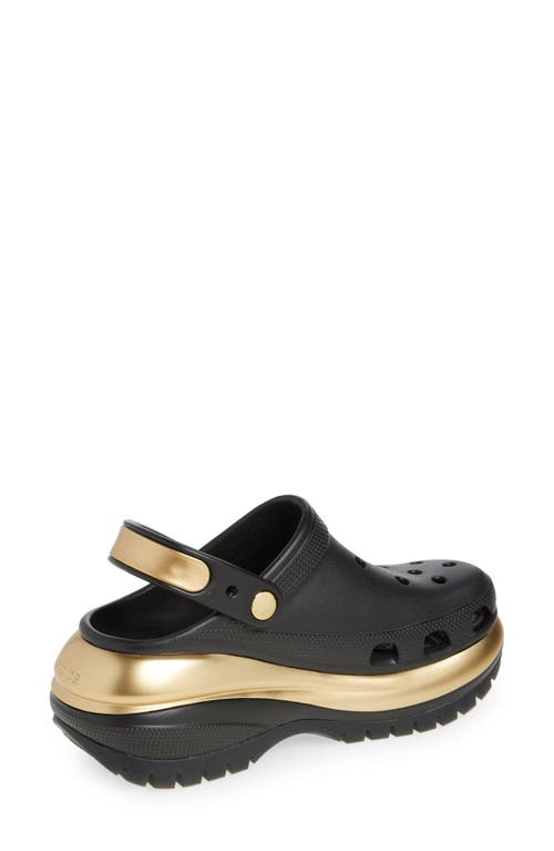 Shop Crocs Mega Crush Metallic Detail Clog In Black/gold