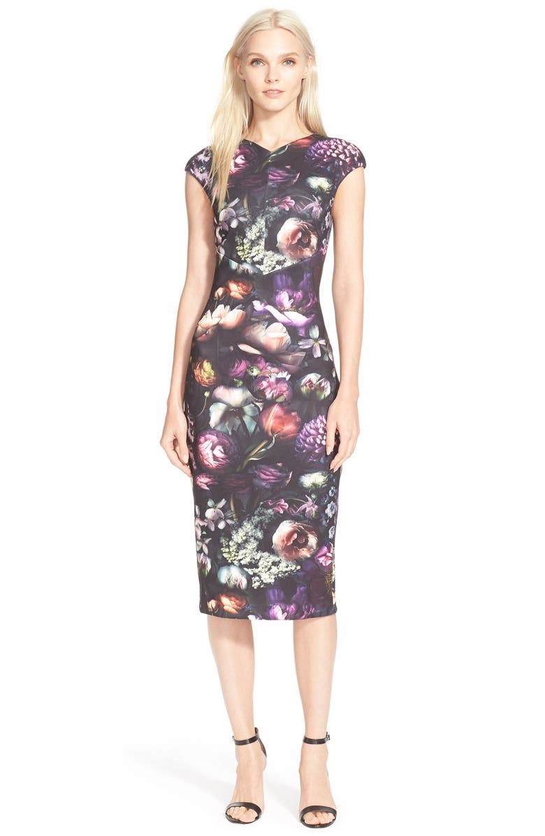 Ted Baker London 'Raisie' Floral Print Body-Con Midi Dress | Nordstrom