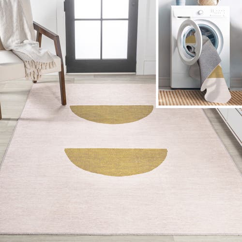 Jonathan Y Luola Minimalist Geometric Machine-washable Area Rug In Cream/moss