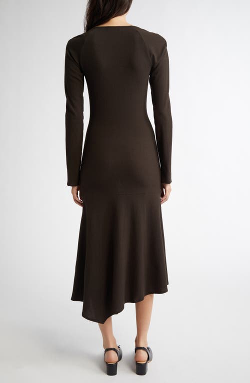 Shop Paloma Wool Kira Asymmetric Long Sleeve Wool Blend Sweater Dress In Brown