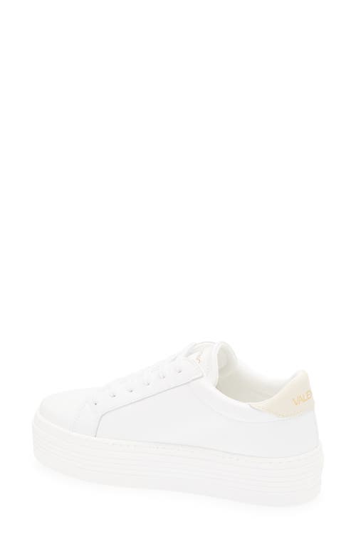 Valentino By Mario Valentino Serena Vlogo Sneaker In White Cream