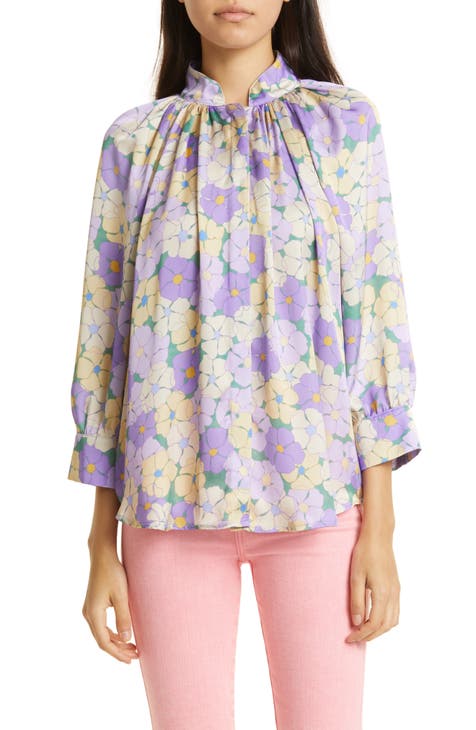 Purple Mesh Button Up Blouse (Medium) 