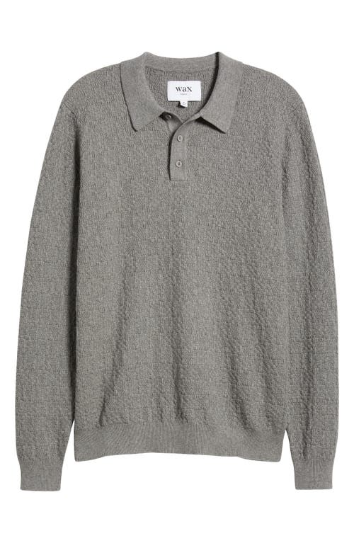 Shop Wax London Oban Textured Cotton & Cashmere Polo Sweater In Grey Marl