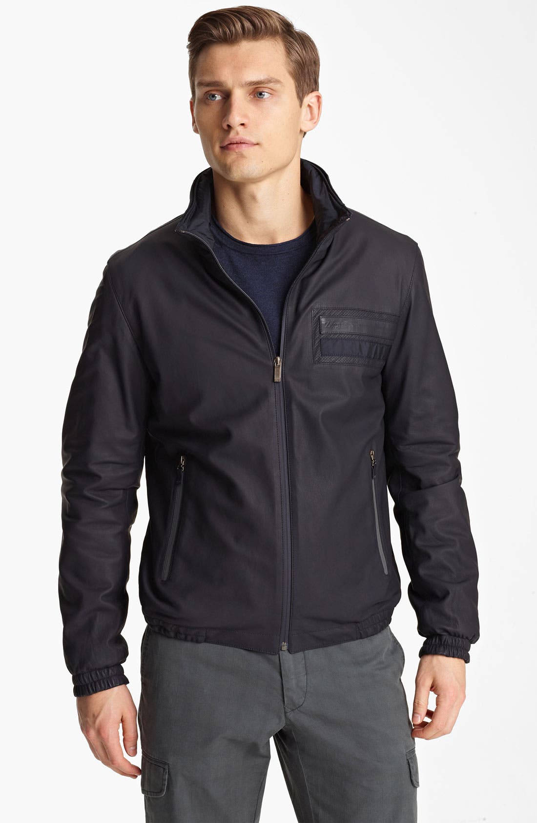 Zegna Sport Reversible Leather Bomber Jacket Nordstrom
