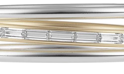 Shop Spinelli Kilcollin Rhea Diamond & Mixed Metal Stack Ring In White Gold/gold/rose Gold