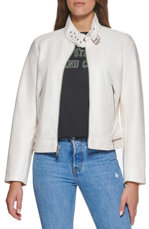 White leather jackets for women