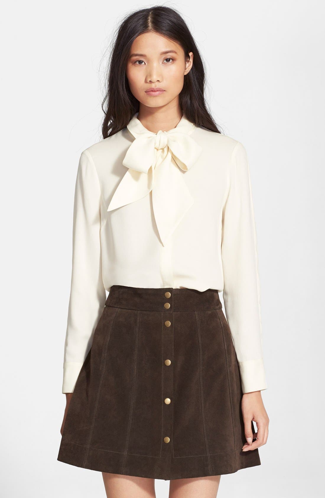 jean shirt with bow tie