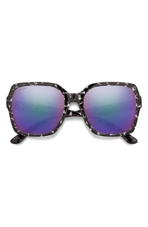 Smith Flare 57mm ChromaPop Polarized Round Sunglasses in Black Marble /Violet Mirror at Nordstrom
