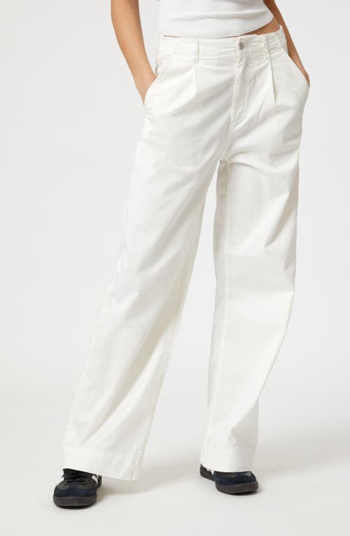 Mavi Jeans Pera Pleated High Waist Wide Leg Pants In Off-white Light Twill