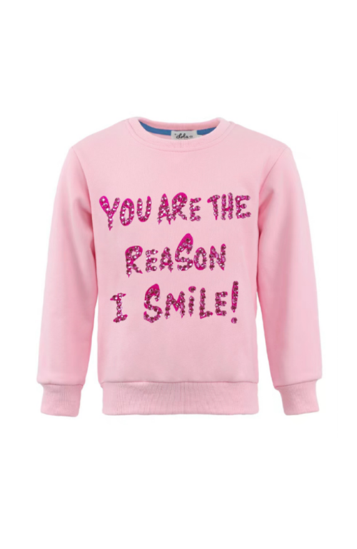 Shop Lola + The Boys You Are The Reason I Smile Sweatshirt In Pink